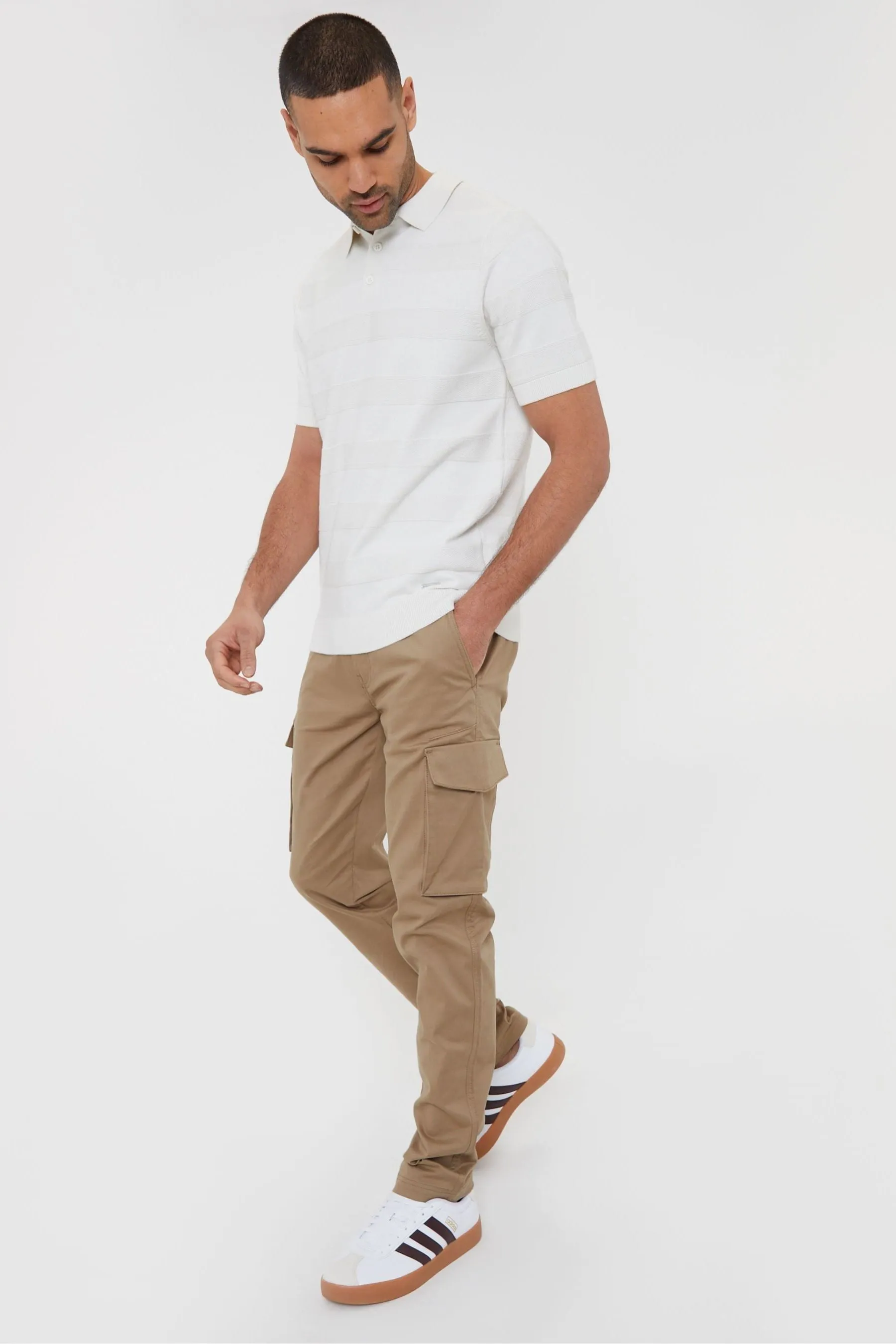 Threadbare - Pantaloni chino elasticizzati con tasca cargo in cotone