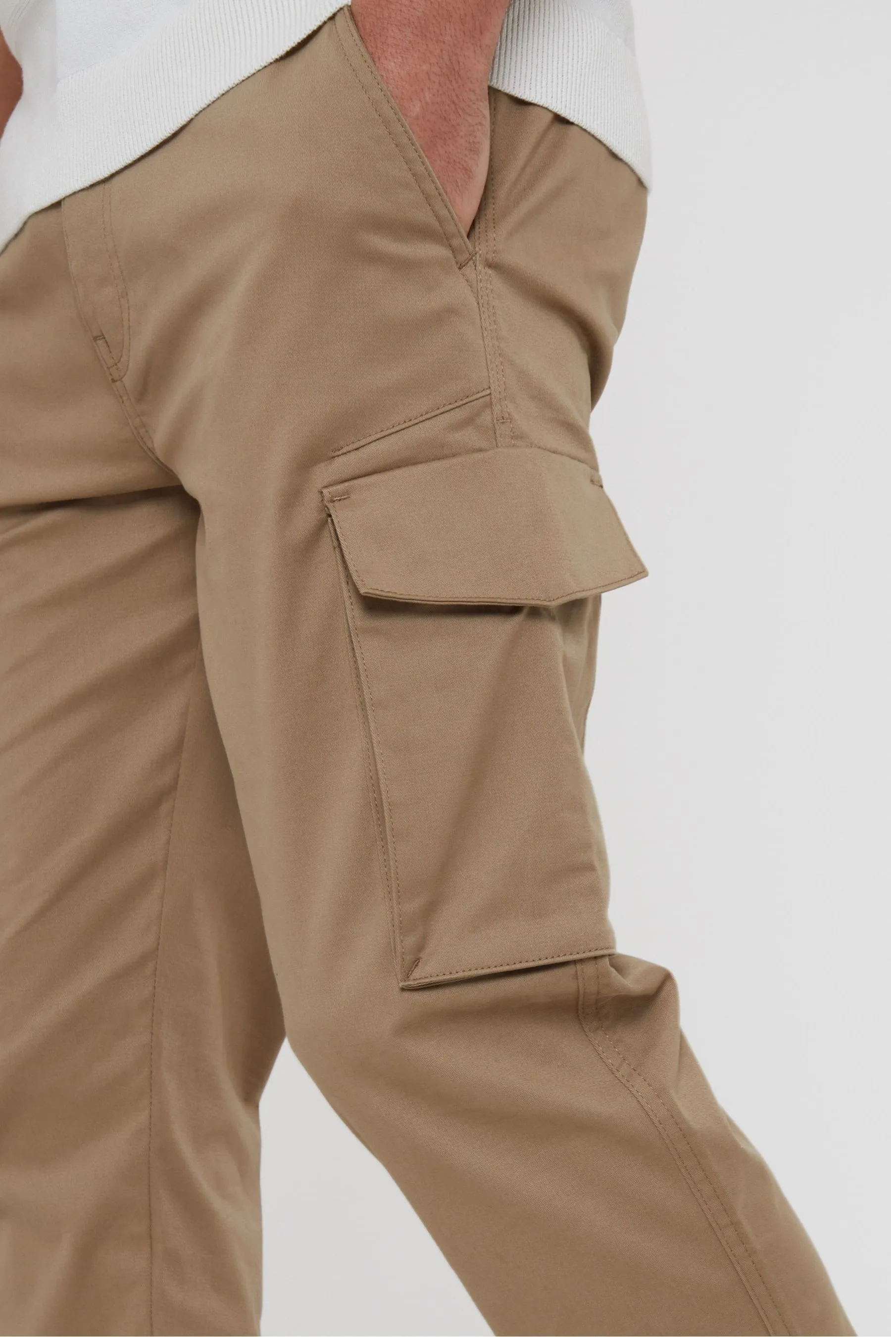 Threadbare - Pantaloni chino elasticizzati con tasca cargo in cotone