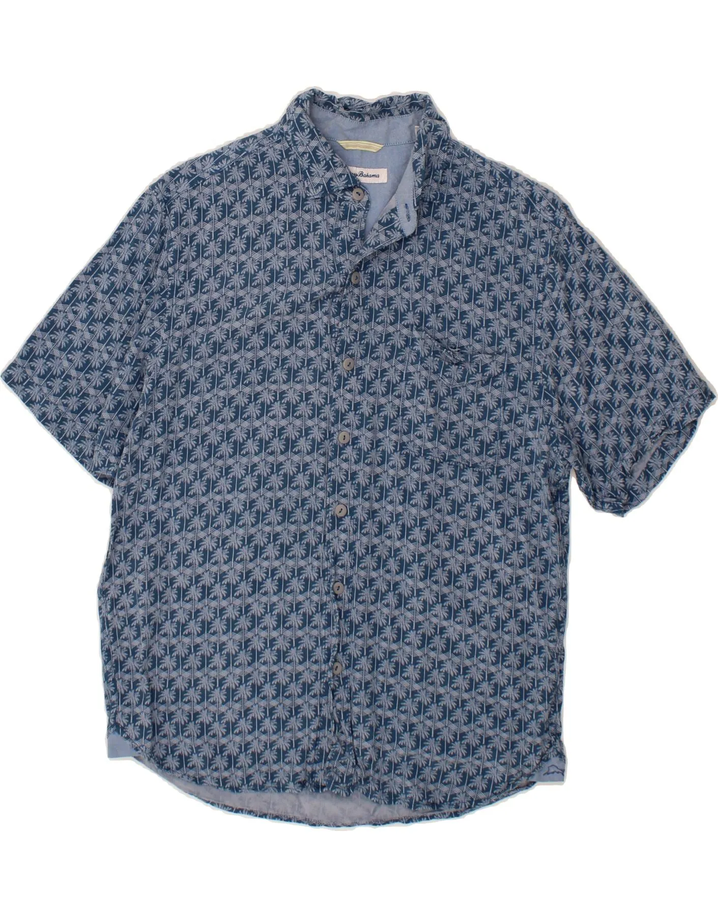 TOMMY BAHAMA Mens Abstract Pattern Short Sleeve Shirt Medium Blue Cotton