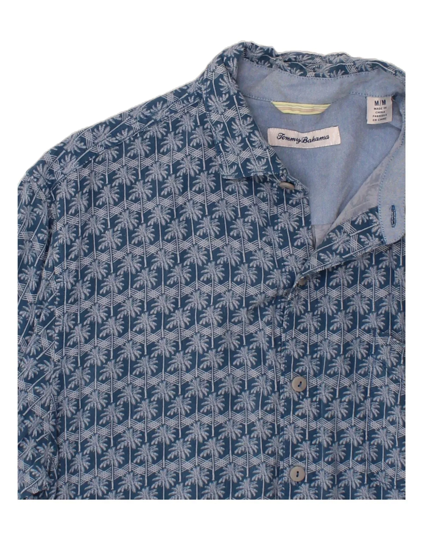 TOMMY BAHAMA Mens Abstract Pattern Short Sleeve Shirt Medium Blue Cotton