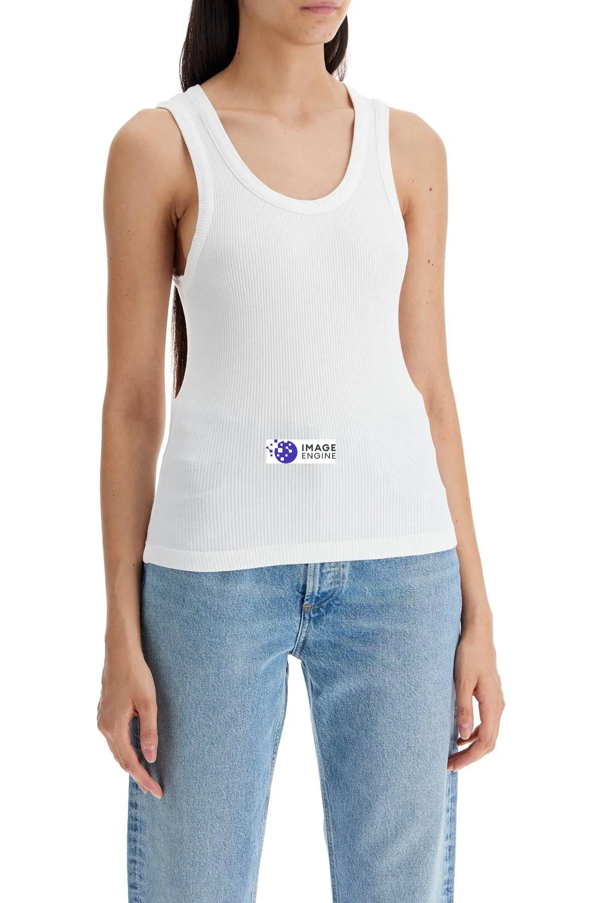 Top smanicato a costine Poppy