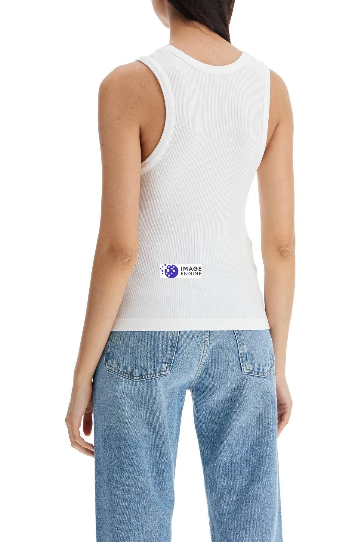 Top smanicato a costine Poppy