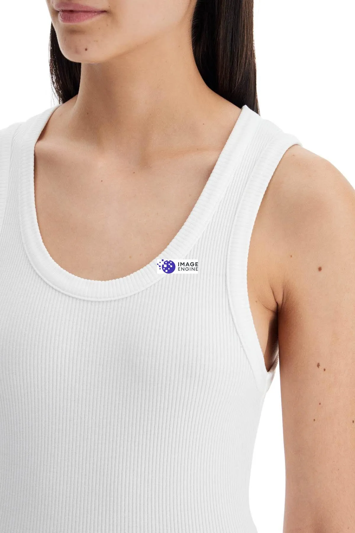 Top smanicato a costine Poppy
