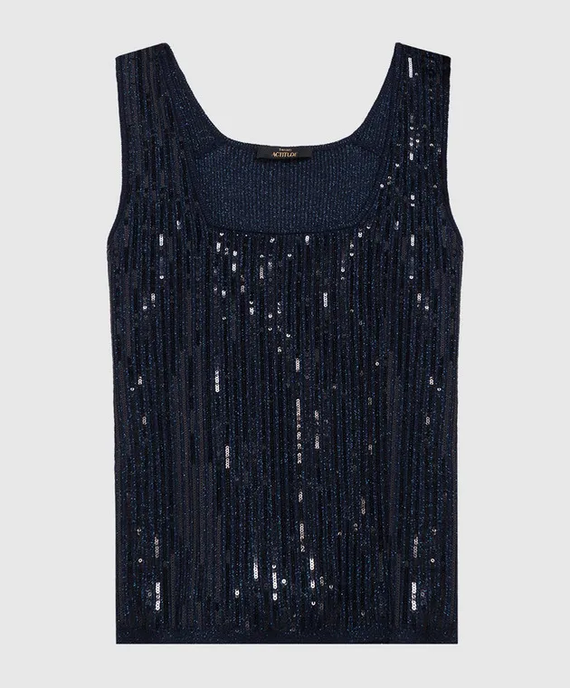 Twinset Actitude Top blu con paillettes 232AP3251