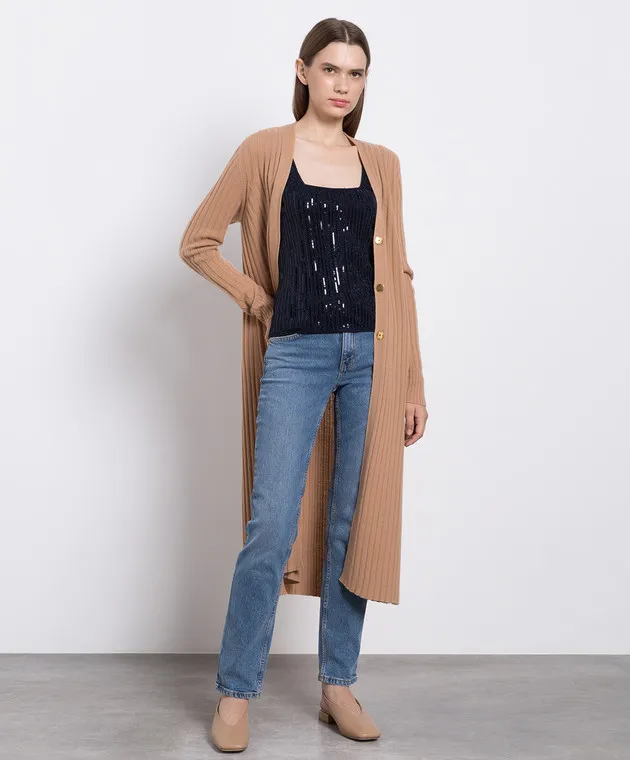 Twinset Actitude Top blu con paillettes 232AP3251