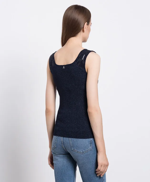 Twinset Actitude Top blu con paillettes 232AP3251
