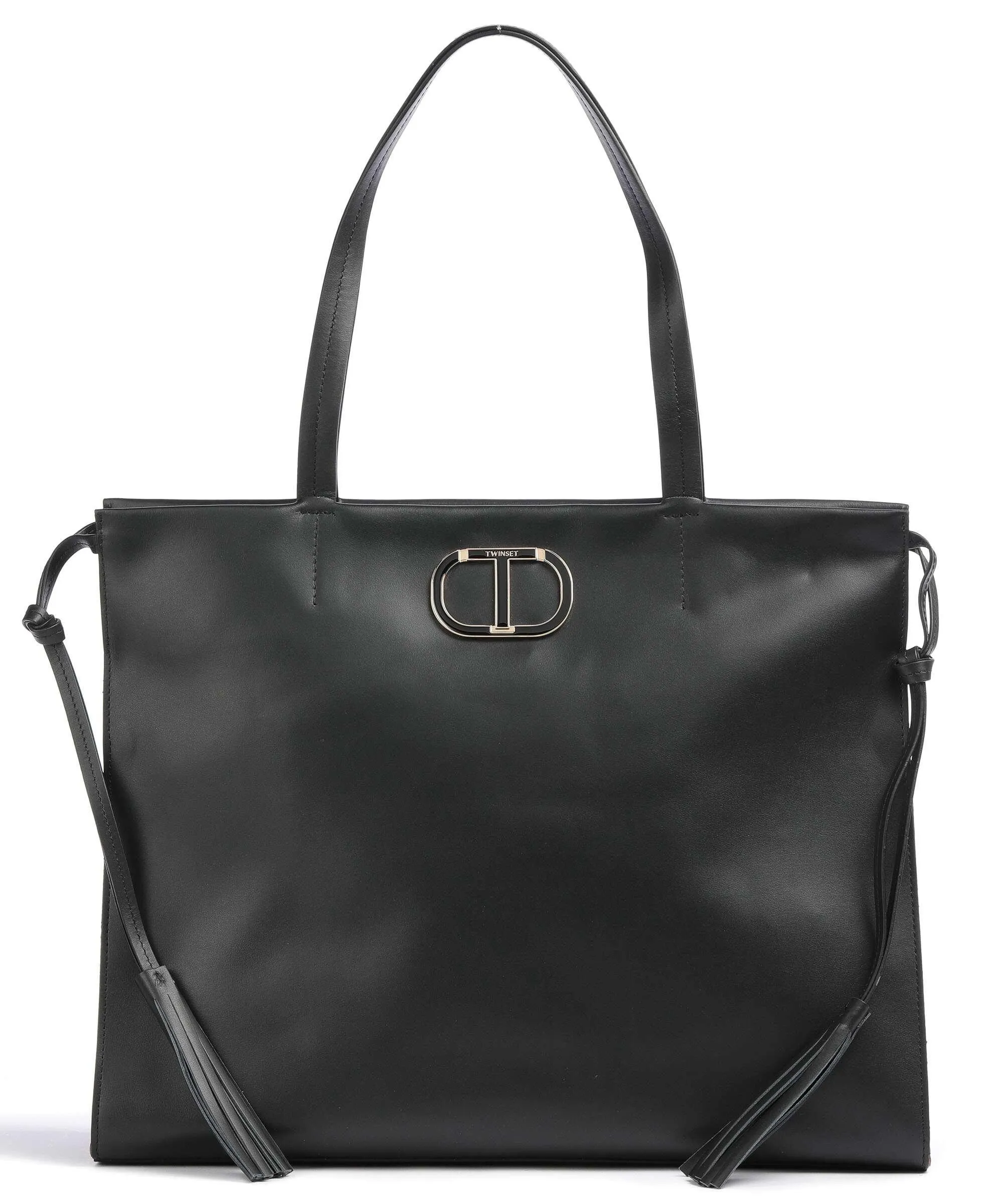 Twinset Etoile Borsa shopper pelle di vitello finemente grana nero  