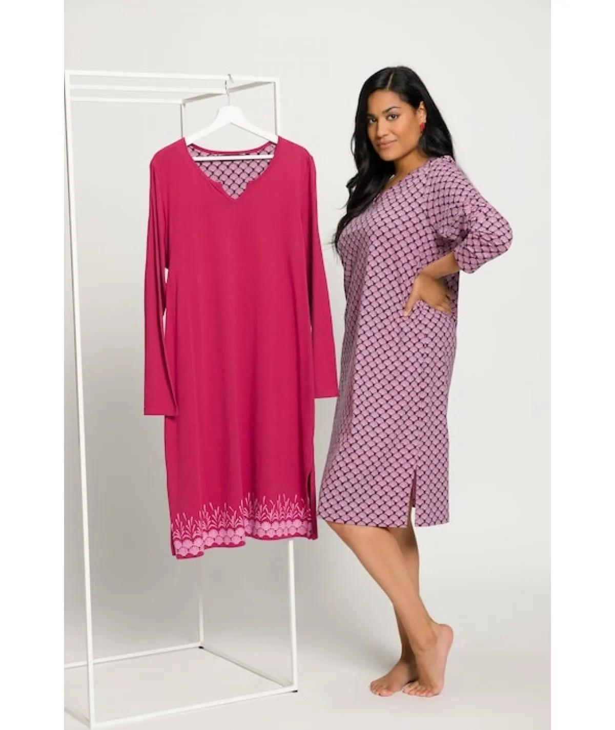 ULLA POPKEN SET 2 CAMICIE DA NOTTE CURVY PER DONNA E RAGAZZA TAGLIE COMODE