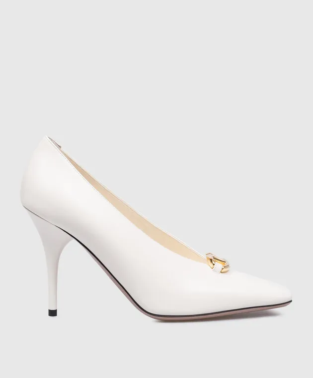 Valentino Scarpe da barca in pelle bianca con logo VLogo 5W2S0JT5EEY