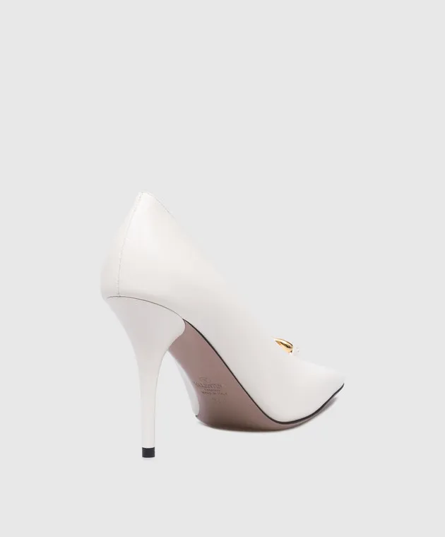 Valentino Scarpe da barca in pelle bianca con logo VLogo 5W2S0JT5EEY