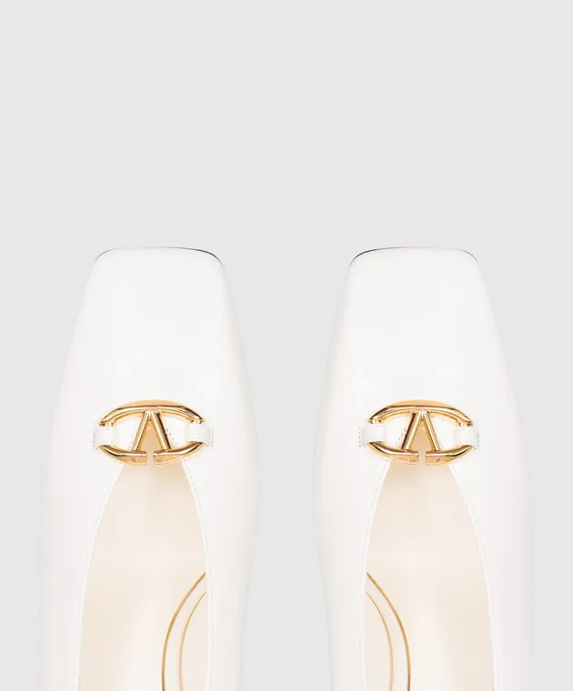 Valentino Scarpe da barca in pelle bianca con logo VLogo 5W2S0JT5EEY