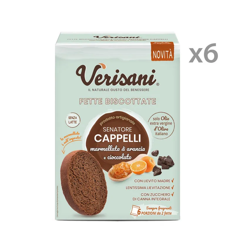 Verisani 6 confezioni da 200 gr - Fette Senatore Cappelli, Arancia e Cioccolata