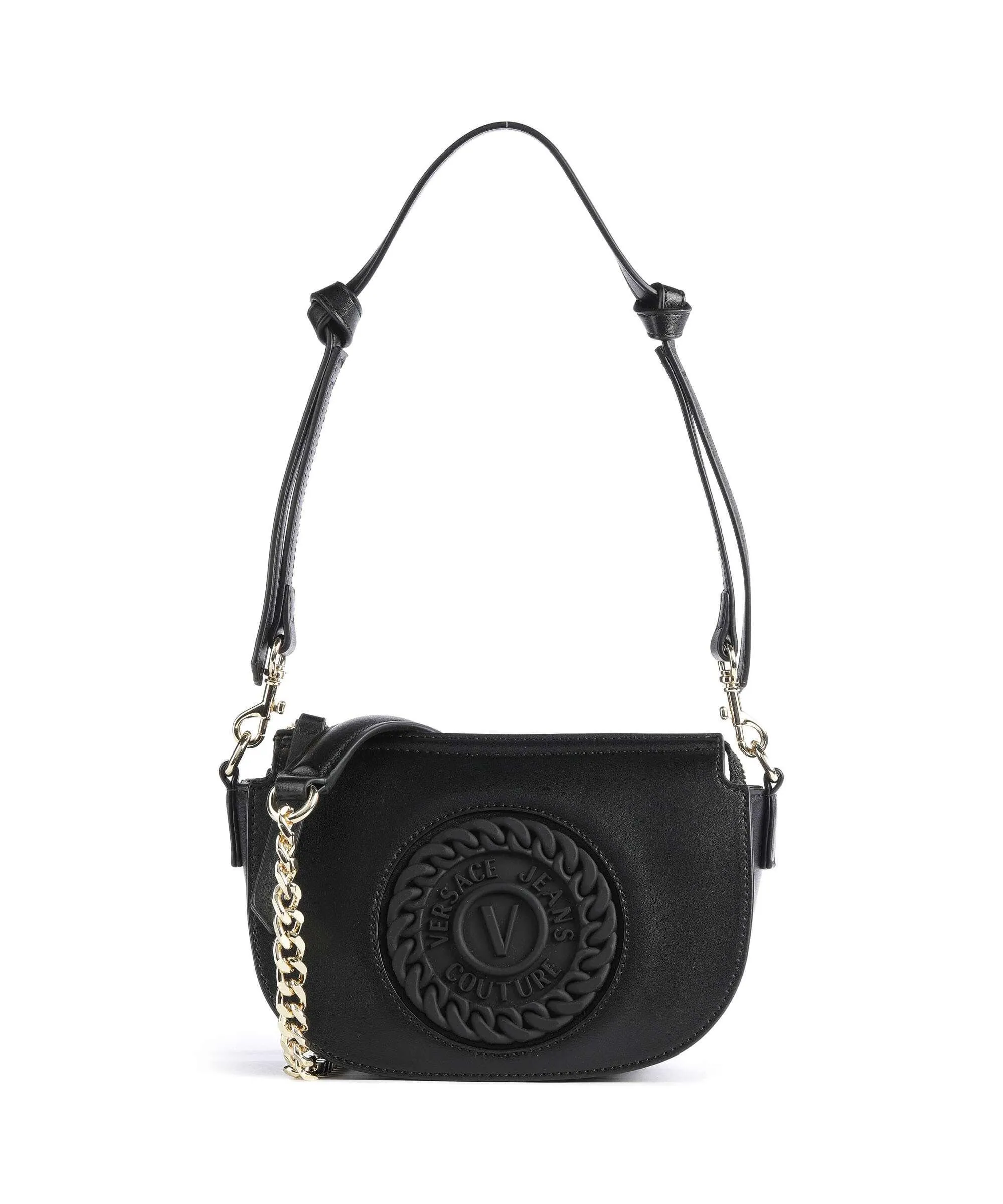  Versace Jeans Couture V-Emblem Borsa a spalla pelle sintetica nero  
