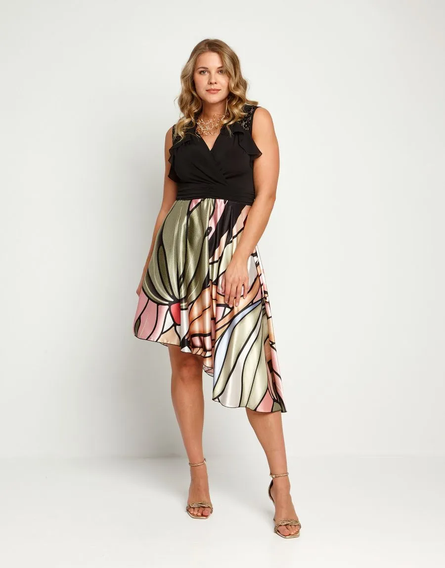 Vestito in raso fantasia floreale