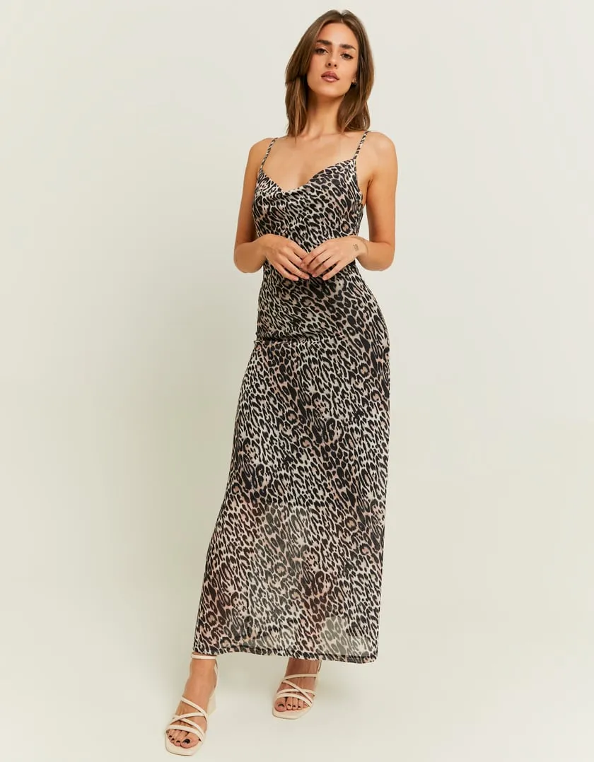 Vestito Lungo Stampa Animalier Leo  
