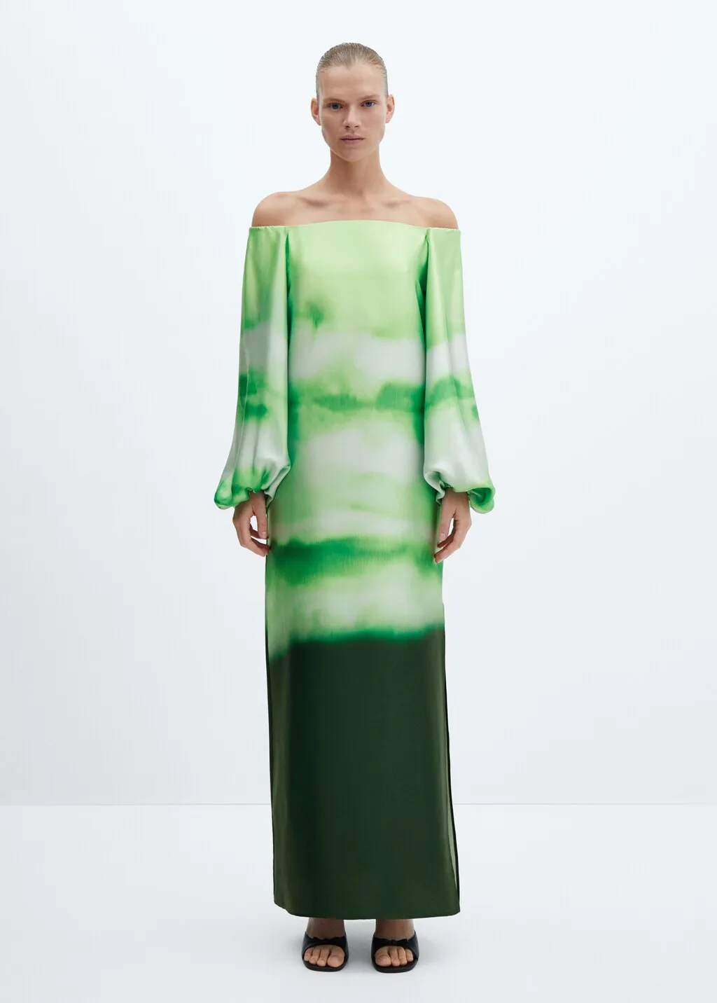 Vestito sfumato off-shoulder