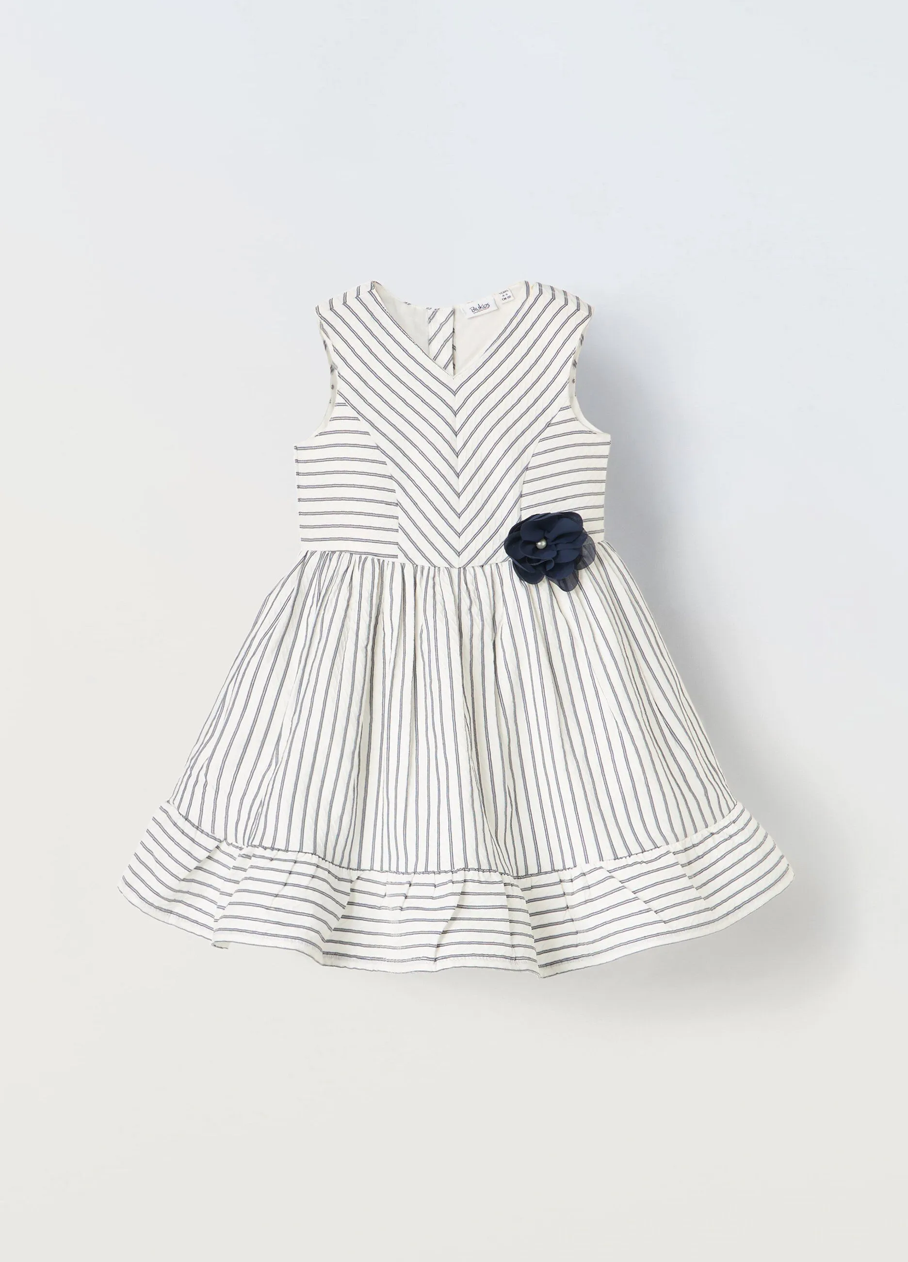 Vestito smanicato a righe bambina