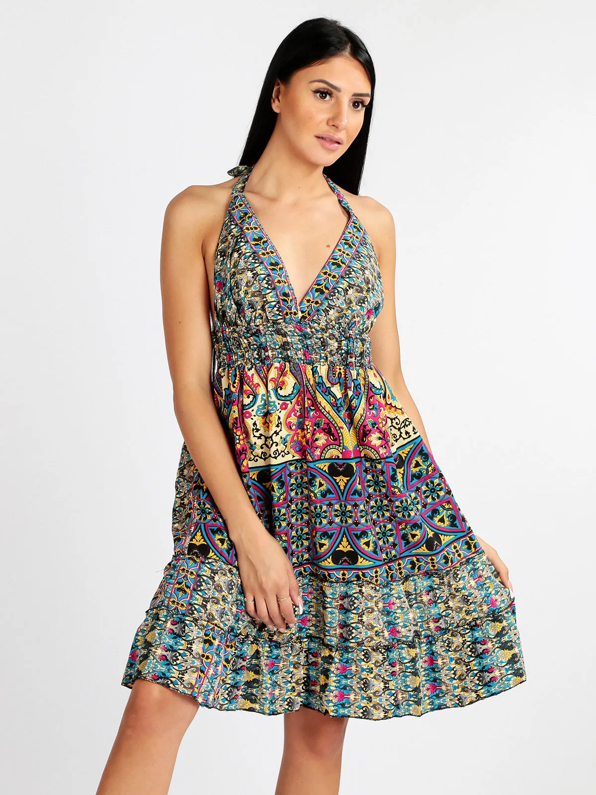 Vintage Girl Hochgeschlossenes Damenkleid aus Seide