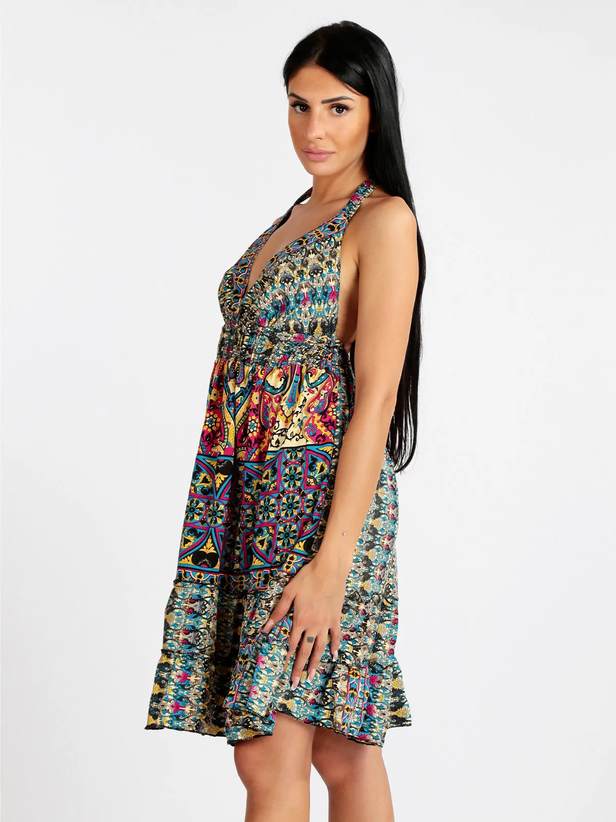 Vintage Girl Hochgeschlossenes Damenkleid aus Seide