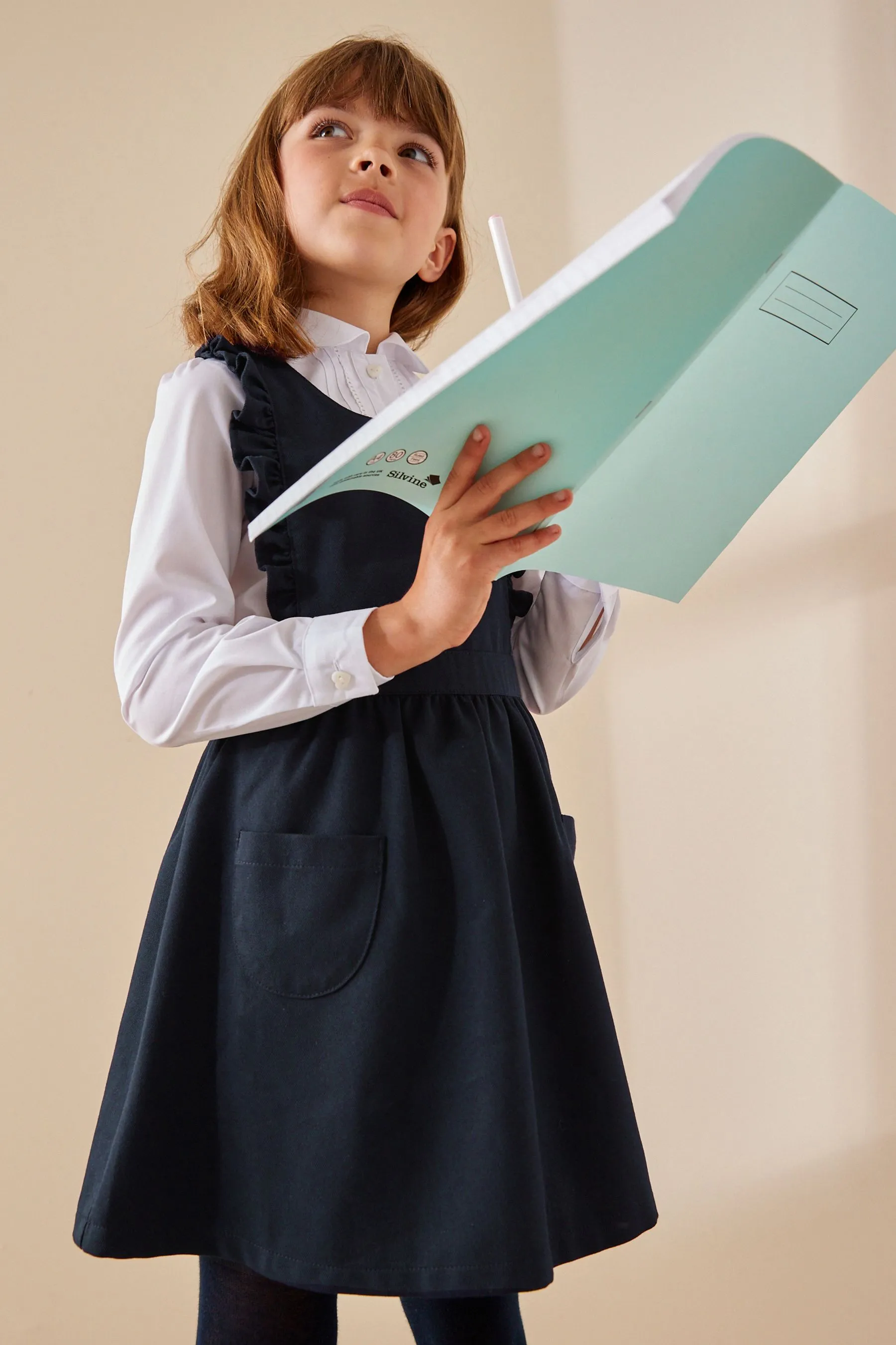 Volant Detail Scamiciato Scuola Vestito (3-14anni)    