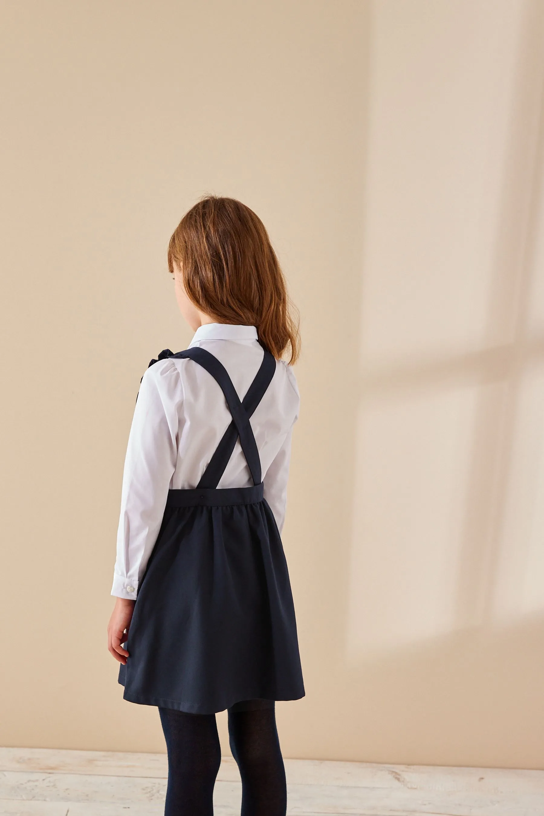Volant Detail Scamiciato Scuola Vestito (3-14anni)    