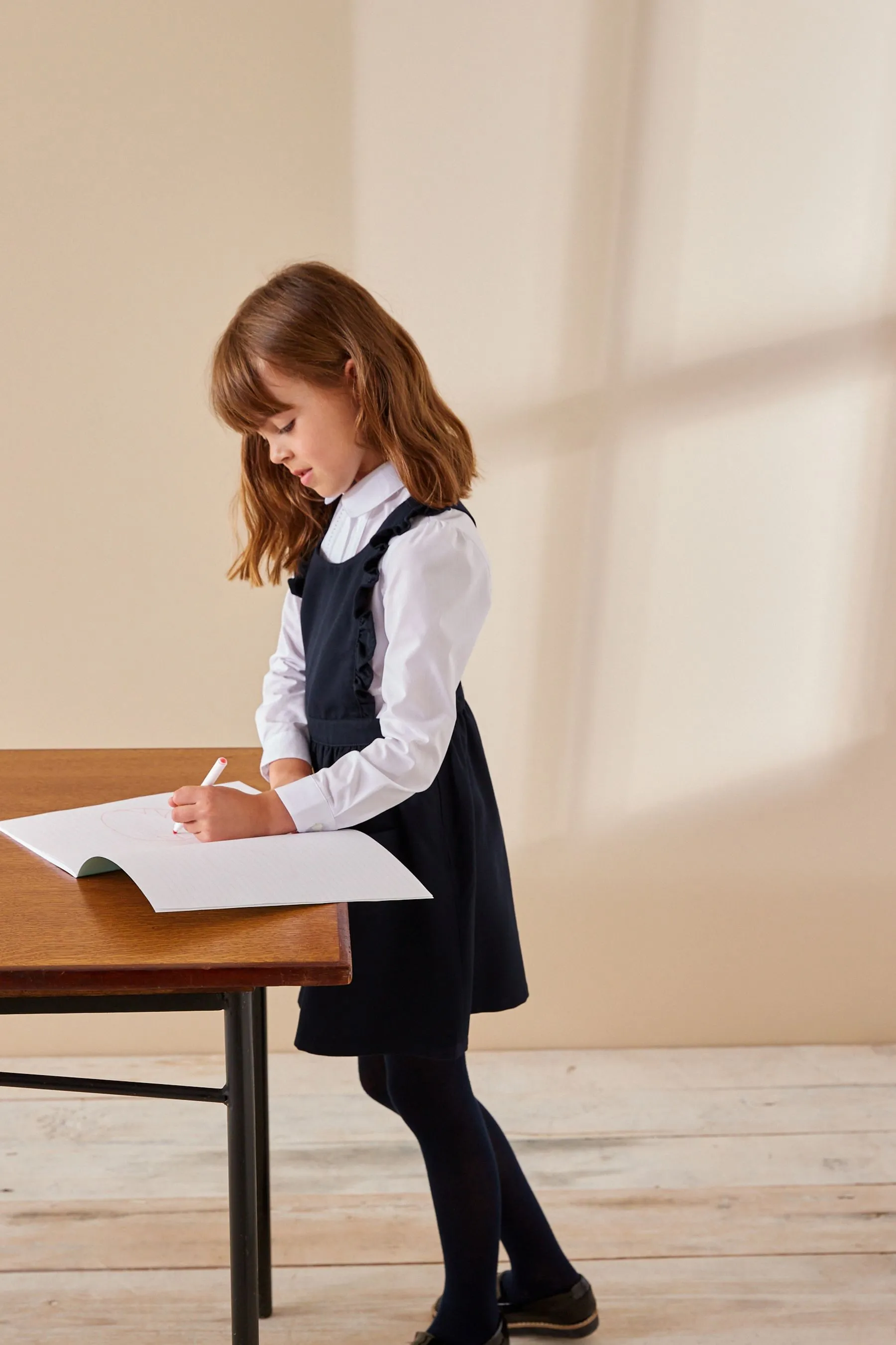 Volant Detail Scamiciato Scuola Vestito (3-14anni)    