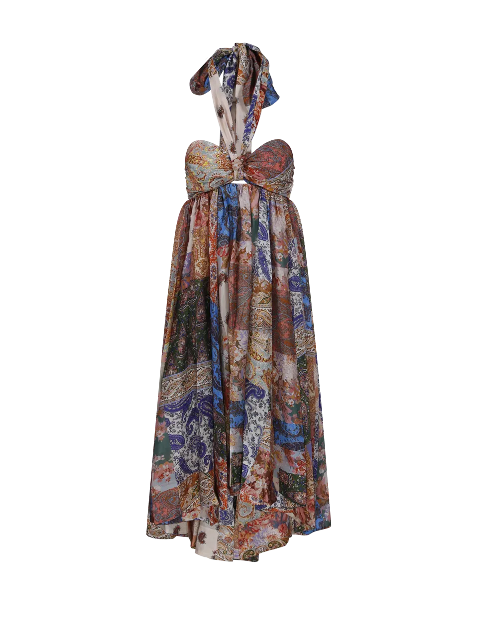 WOMAN ZIMMERMANN MULTICOLOR SILK DEVI HALTER MAXI DRESS