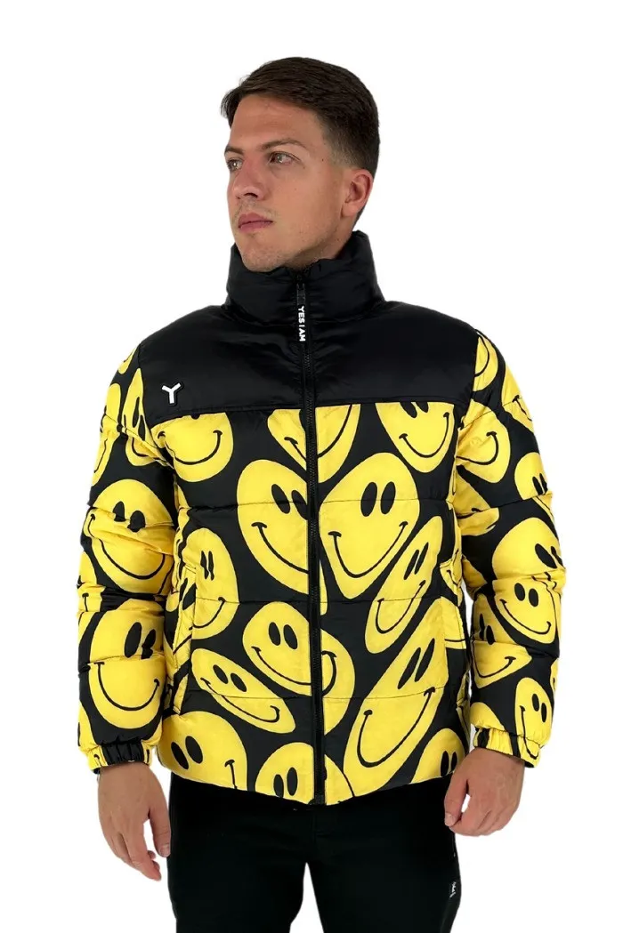 Yes I Am piumino reversibile in fantasia con logo ricamato yia00081